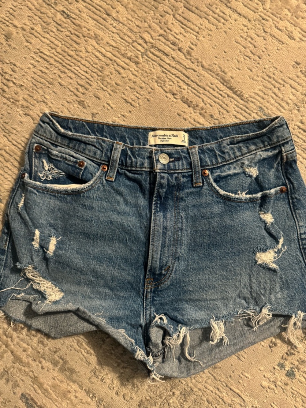 Abercrombie & Fitch Distressed Blue Denim Shorts curve